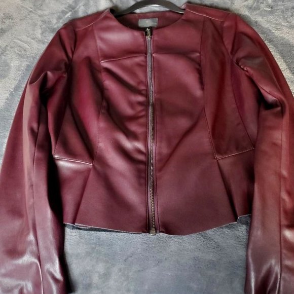 Worthington Burgundy "leather like Jacket  Size S - Picture 1 of 1